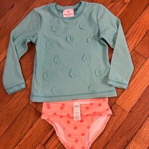 NWOT Hanna Andersson Kids Swim Rashguard with Carter’s Swim Bottoms